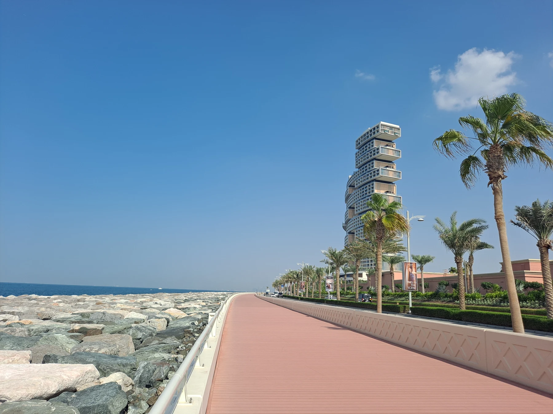 Atlantis The Royal architecture and waterfront promenade in Dubai